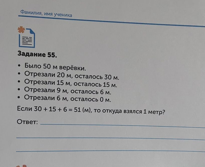 откуда взялся лишний метр веревки?
